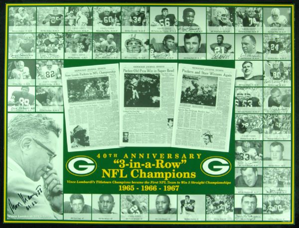 Green Bay Packers Multi-Signed 40th Anniversary Sheet (14 Signatures)