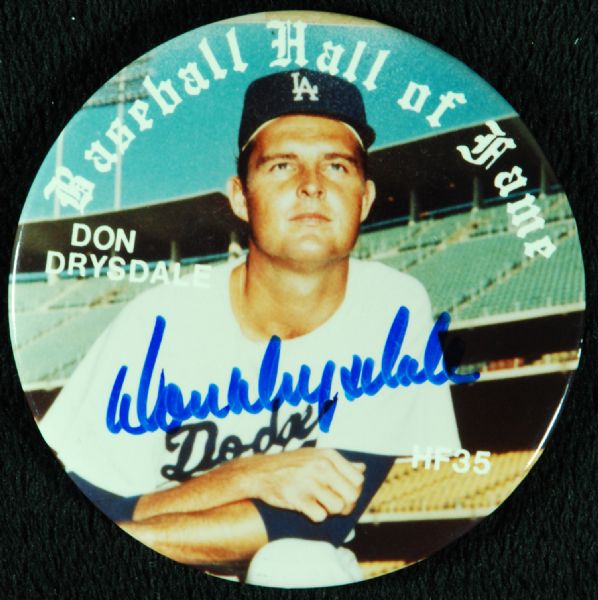 Don Drysdale Signed Hall of Fame Button (PSA/DNA)