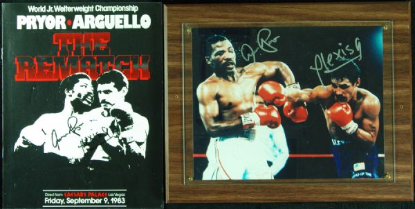 Alexis Arguello & Aaron Pryor Signed Photo & The Rematch Program (2)