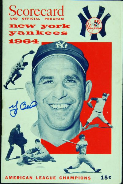 Yogi Berra Signed 1964 Yankees Scorecard (PSA/DNA)