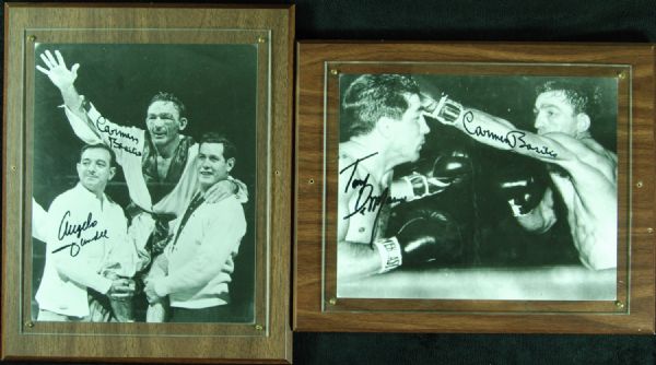 Carmen Basilio Signed Photo Pair (2) with Dundee & DeMarco Signatures