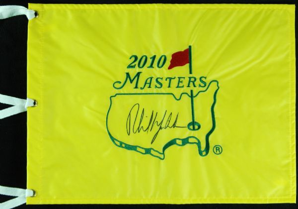 Phil Mickelson Signed 2010 Masters Flag (JSA)