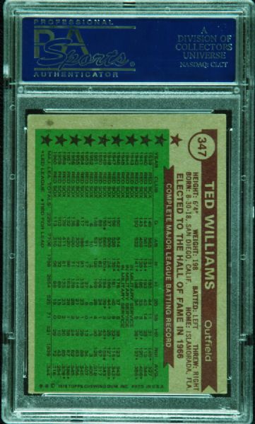 Ted Williams Signed 1976 Topps (PSA/DNA)