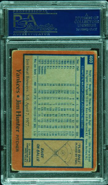 Jim Catfish Hunter Signed 1978 Topps (PSA/DNA)