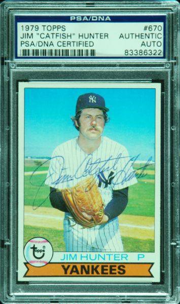 Jim Catfish Hunter Signed 1979 Topps (PSA/DNA)