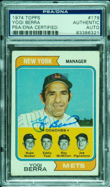 Yogi Berra Signed 1974 Topps (PSA/DNA)