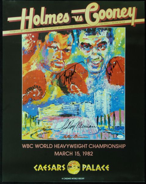 Larry Holmes, Gerry Cooney & LeRoy Neiman Signed 1982 Fight Poster (JSA)