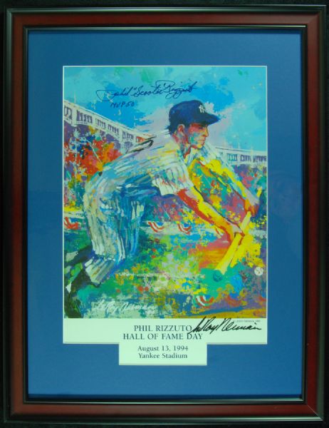 Phil Rizzuto & LeRoy Neiman Signed Phil Rizzuto Day Poster (JSA)