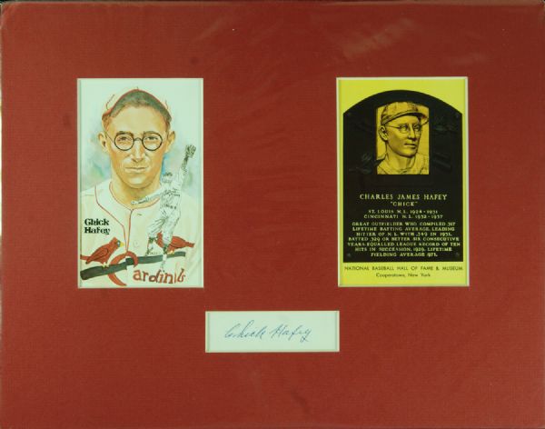 Paul & Lloyd Waner, Jesse Haines & Chick Hafey Signed Matted Displays (JSA)