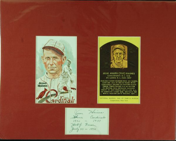 Paul & Lloyd Waner, Jesse Haines & Chick Hafey Signed Matted Displays (JSA)