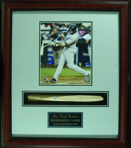 Robinson Cano Signed Game-Used Broken Bat Framed Display (PSA/DNA)