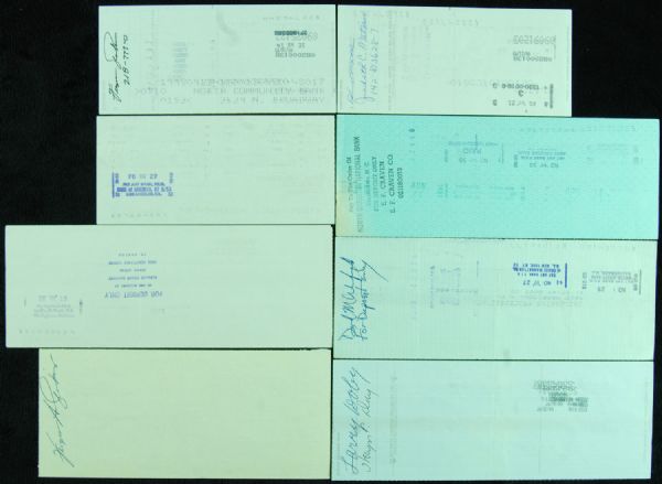 Hall of Famer Signed Checks (7) with Snider, Doby, Winfield