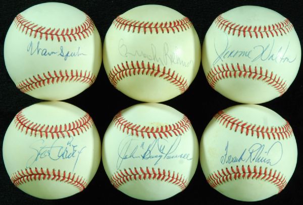 Single-Signed Baseball lot of 6 with Spahn, Frank Robinson, Brooks Robinson