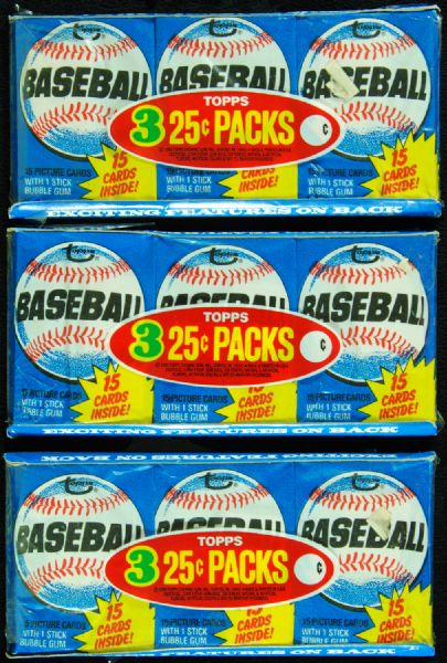 1980 Topps Baseball Unopened Grocery Wax Pack Trays (3)