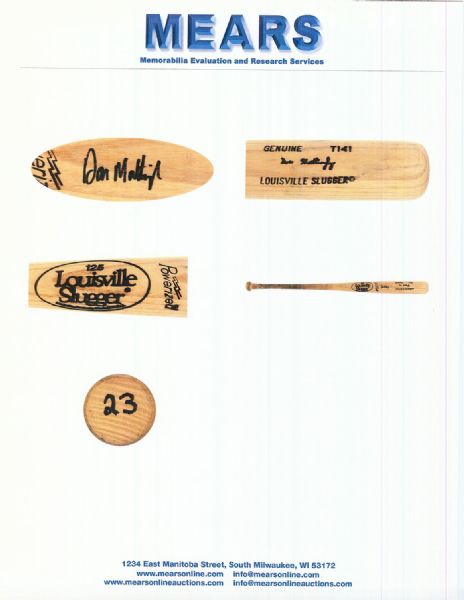 Don Mattingly 1986-89 Signed Game-Used Louisville Slugger Bat (MEARS A5)