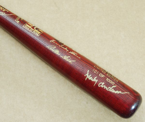 Sparky Anderson & Tony Perez Signed 2000 Hall of Fame Brown Bat