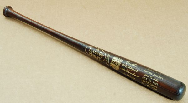 Johnny Bench & Carl Yastrzemski Signed 1989 Hall of Fame Brown Bat