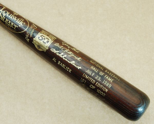 Johnny Bench & Carl Yastrzemski Signed 1989 Hall of Fame Brown Bat