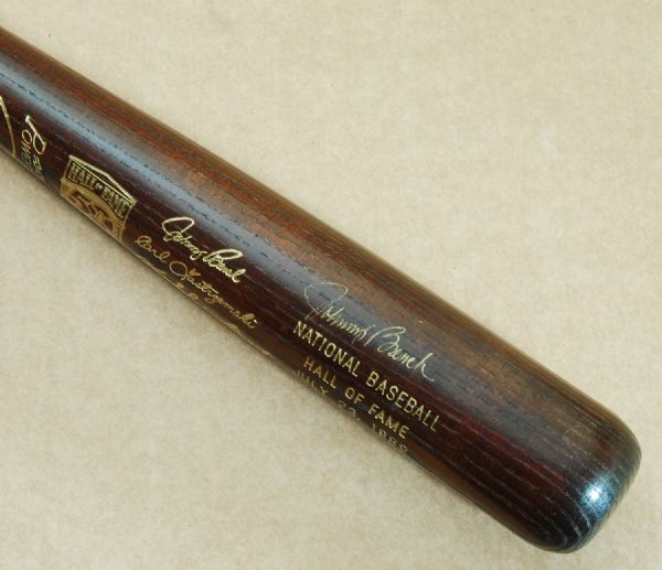 Johnny Bench & Carl Yastrzemski Signed 1989 Hall of Fame Brown Bat