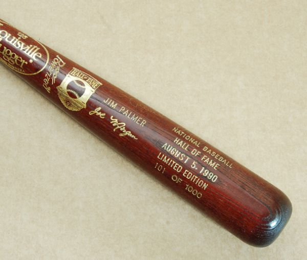 Joe Morgan & Jim Palmer Signed 1990 Hall of Fame Brown Bat