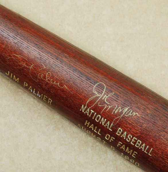 Joe Morgan & Jim Palmer Signed 1990 Hall of Fame Brown Bat