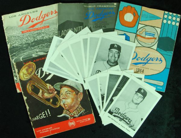 Dodgers Program lot of 5 with Doris Day, Milton Berle & Duke Snider Autographs