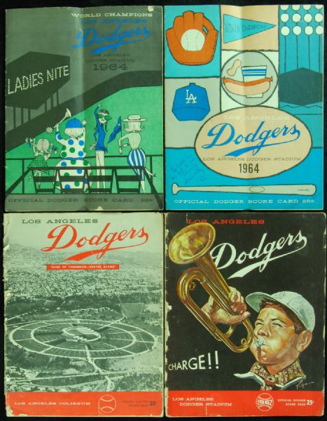 Dodgers Program lot of 5 with Doris Day, Milton Berle & Duke Snider Autographs