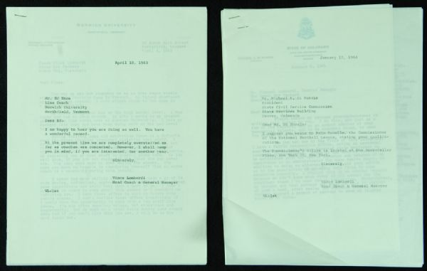 Vince Lombardi Correspondence Letter Collection