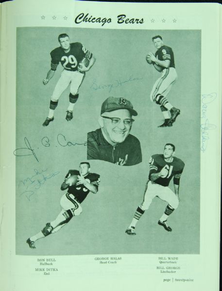 Chicago Bears Greats Signed 1964 Program (10 Signatures) with George Halas