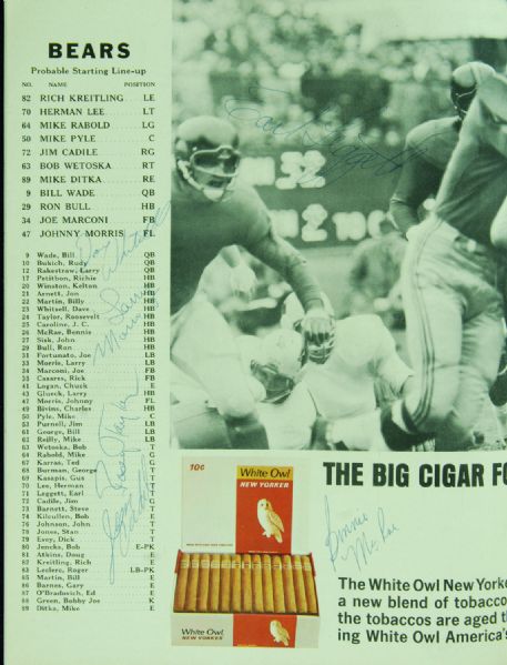 Chicago Bears Greats Signed 1964 Program (10 Signatures) with George Halas