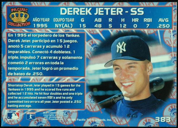 Derek Jeter Signed 1996 Pacific Baseball Card (PSA/DNA)