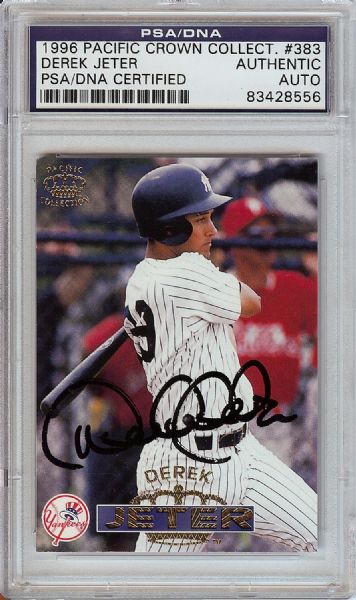 Derek Jeter Signed 1996 Pacific Baseball Card (PSA/DNA)