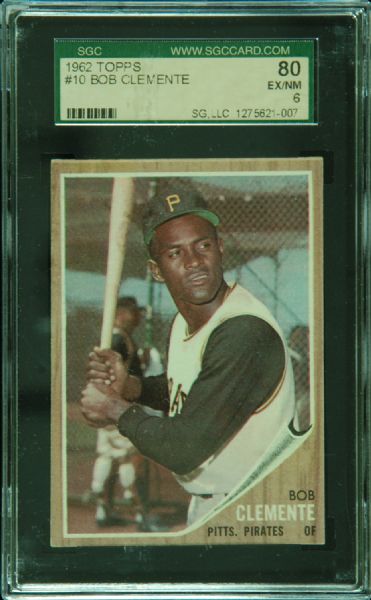 1962 Topps Roberto Clemente No. 10 SGC 6 (EX-NM)