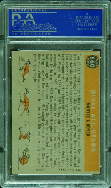 1960 Topps Rival All-Stars (Mantle/Boyer) No. 160 PSA 7