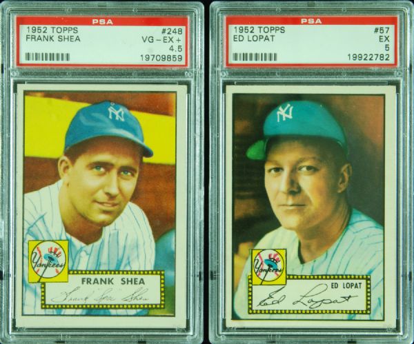 1952 Topps Ed Lopat & Frank Shea PSA-Graded Singles (2)