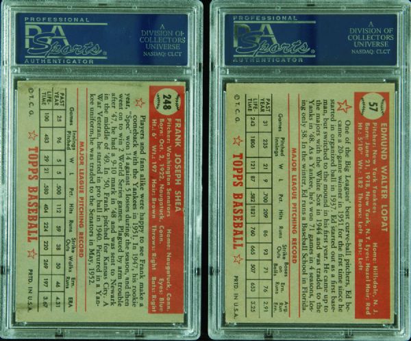 1952 Topps Ed Lopat & Frank Shea PSA-Graded Singles (2)