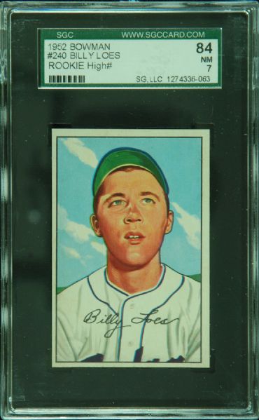 1952 Bowman Billy Loes No. 240 SGC 7 (NM)