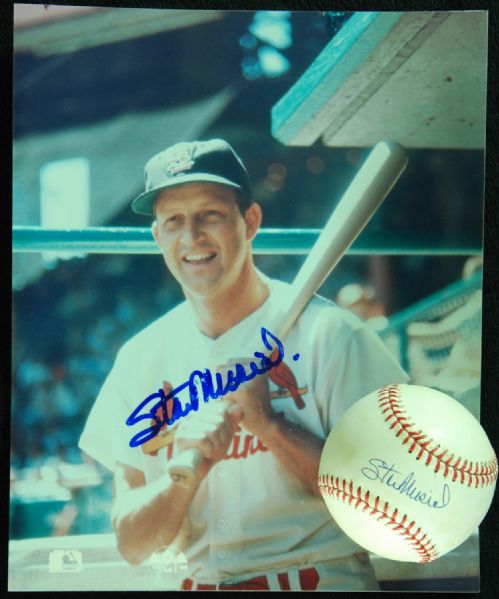 Stan Musial Single-Signed ONL Baseball & Photo (2)