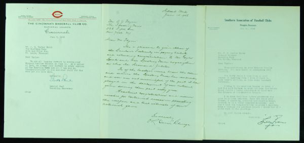 Ossie Bluege, Billy Evans & Gabe Paul Signed Letters Regarding The Sporting News