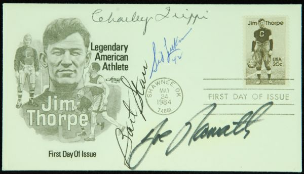 Jim Thorpe FDC Signed by 4 HOFers Including Joe Namath