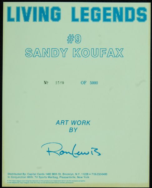 Sandy Koufax Signed Living Legends Artwork 