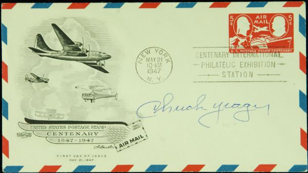 Chuck Yeager Signed 1947 Airmail Envelope (PSA/DNA)