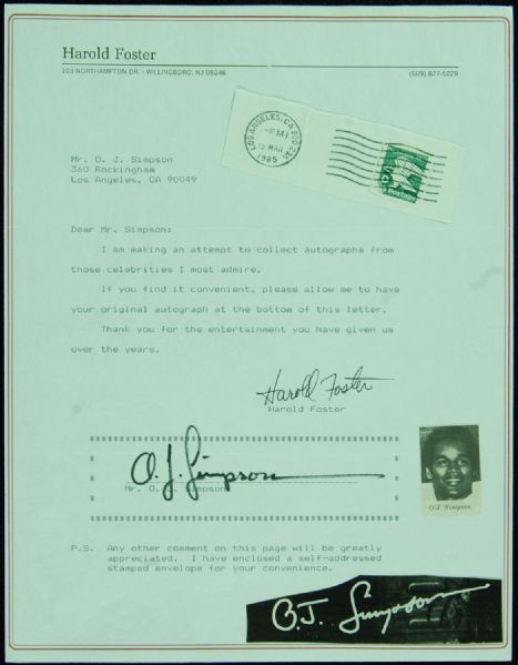 OJ Simpson Signed Fan Letter (1985)