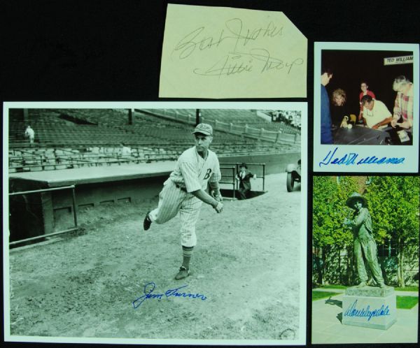 Baseball Signed Photo & Cut Group of 4 with Ted Williams, Willie Mays