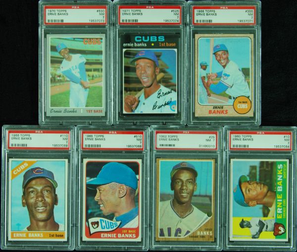 Ernie Banks Topps lot of 7 (1960-1971) All Graded PSA 7