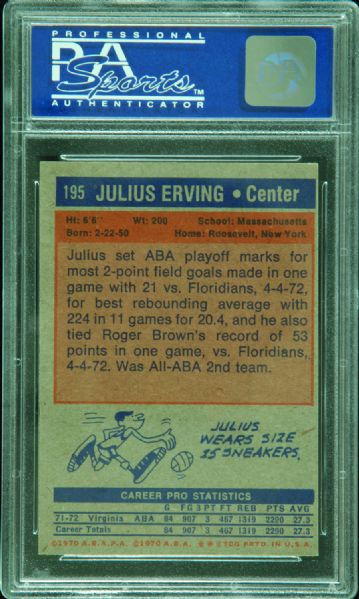 1972-73 Topps Julius Erving No. 195 PSA 7