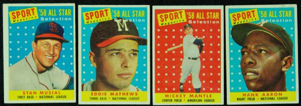 1958 Topps Baseball All-Stars High-Grade Lot (9)