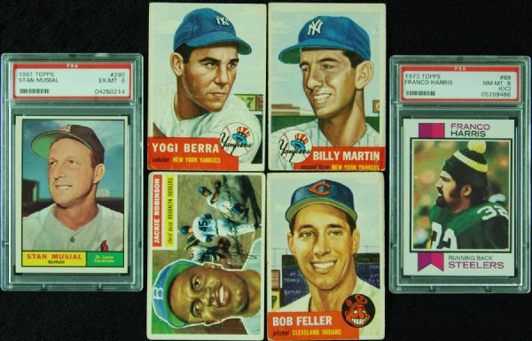 Vintage Topps Hall of Famer Group (25) with Mantle, Clemente, Jackie Robinson