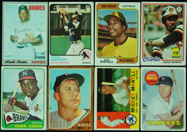 Vintage Topps Hall of Famer Group (25) with Mantle, Clemente, Jackie Robinson