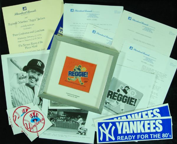 Reggie Jackson Signed Reggie! Bar Wrapper and Original Press Materials (JSA)